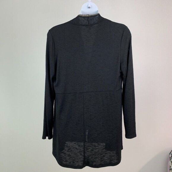 Juicy Couture Cardigan sz XXL Open Front Black Long Sleeve Embellished Neckline - Picture 4 of 7